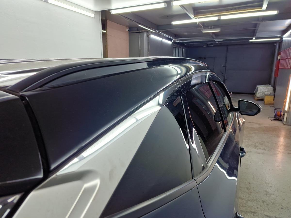 Дефлекторы окон 2D с хром накладками 6 шт. (под наклоном) (короткая база) для Hyundai Tucson IV Рестайлинг