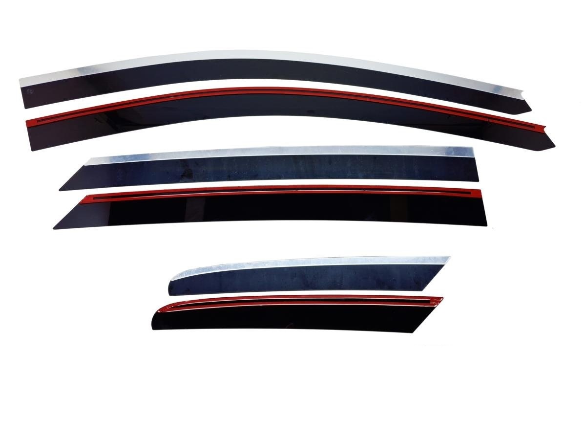 Дефлекторы окон 2D с хром накладками 6 шт. (под наклоном) для Hyundai Santa Fe V (MX5)