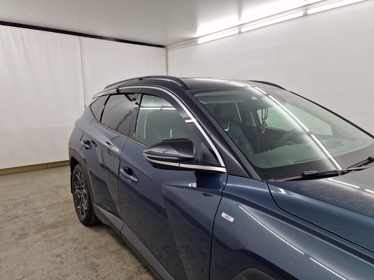 Дефлекторы окон 2D с хром накладками 6 шт. (под наклоном) (короткая база) для Hyundai Tucson IV Рестайлинг