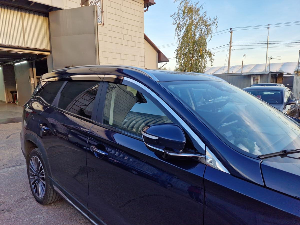 Дефлекторы окон 2D с хром накладками 6 шт. для Soueast S09 I