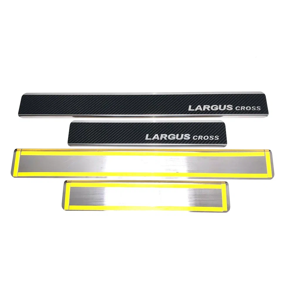 Накладки на пороги нержавеющая сталь под карбон 4шт. для LADA (ВАЗ) Largus I