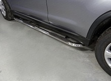 Пороги овальные гнутые с накладкой 75х42 мм для Mitsubishi ASX I Рестайлинг 3