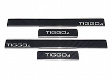 Накладки на пороги нержавеющая сталь под карбон 4шт. для Chery Tiggo 4 I